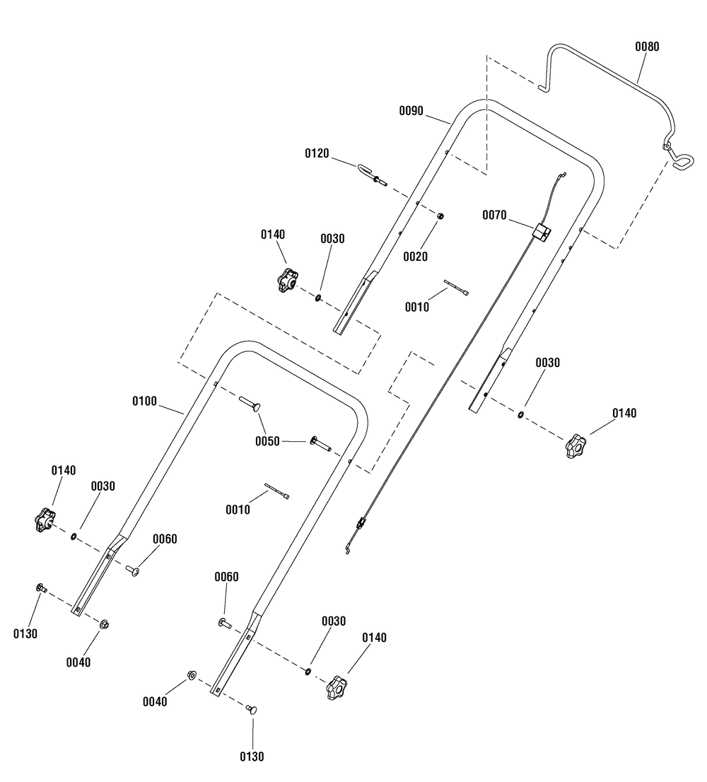 Handles Group (7502023) Diagram and Parts List for 7800890-M22550FC 2012 Briggs and Stratton Lawn Mower